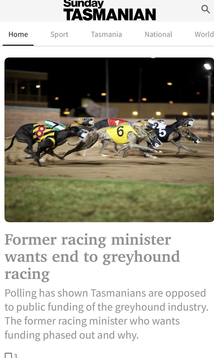 #politas #GreyhoundRacing Significant development here as former Lib Attorney General and Racing Minister joins big, growing line up of cross bench candidates who want taxpayer funded dog racing ended. Oh and 79 per cent of Tasmanians agree. (EMRS). As do vets.