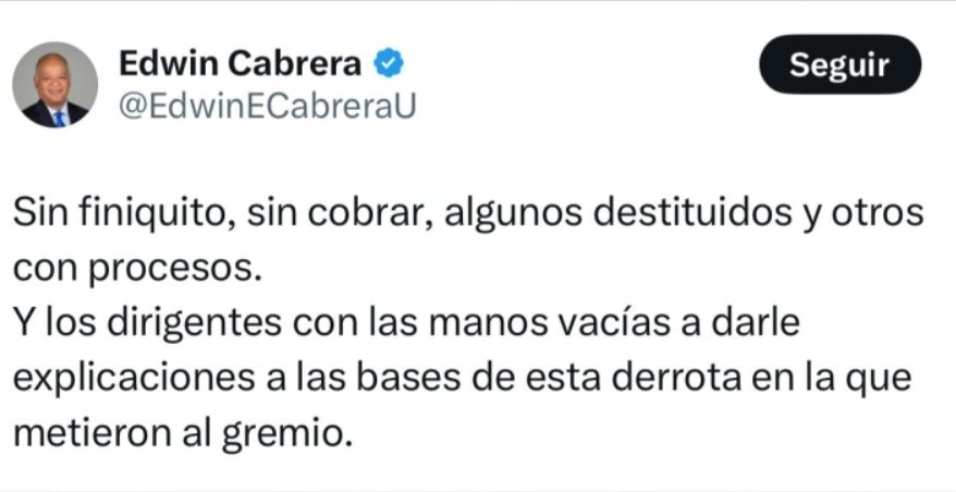 Profesor <a href="/EdwinECabreraU/">Edwin Cabrera</a> usted lo advirtió empezandito el pleito. En aquella usted dijo que serían los que más tenían que perder.
