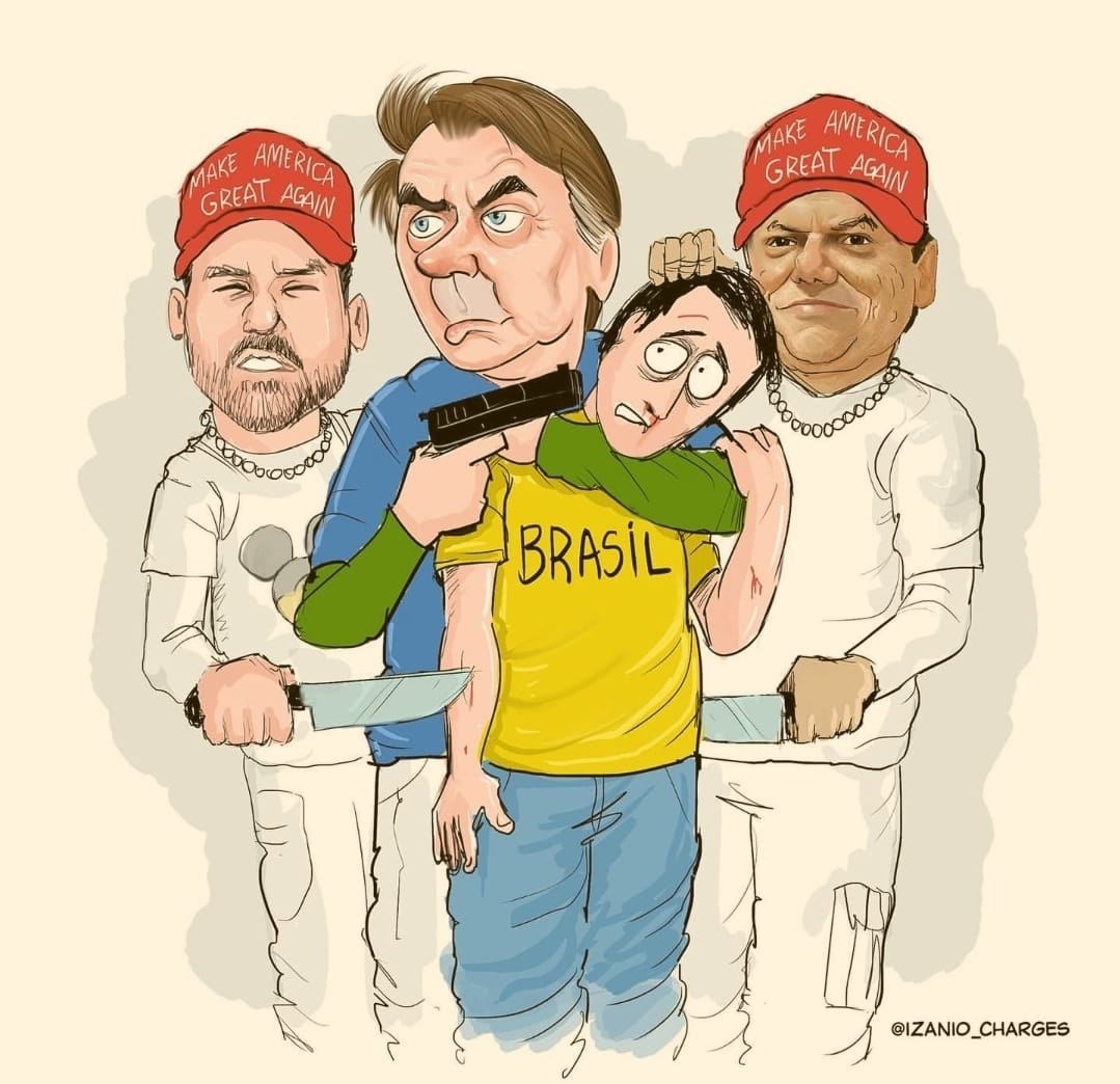 O que é a M do bolsonarismo:

 ✅️ se arvorar de "patriota" mas chamar o país de "bostil" e "brazuela". 
✅️ usar verde-amarelo carregando bandeira de Israel e dos EUA.
✅️Usar o chapéu "MAGOA" (make América great once again) e agradecer taxa.

BOLSONARO TE TAXOU