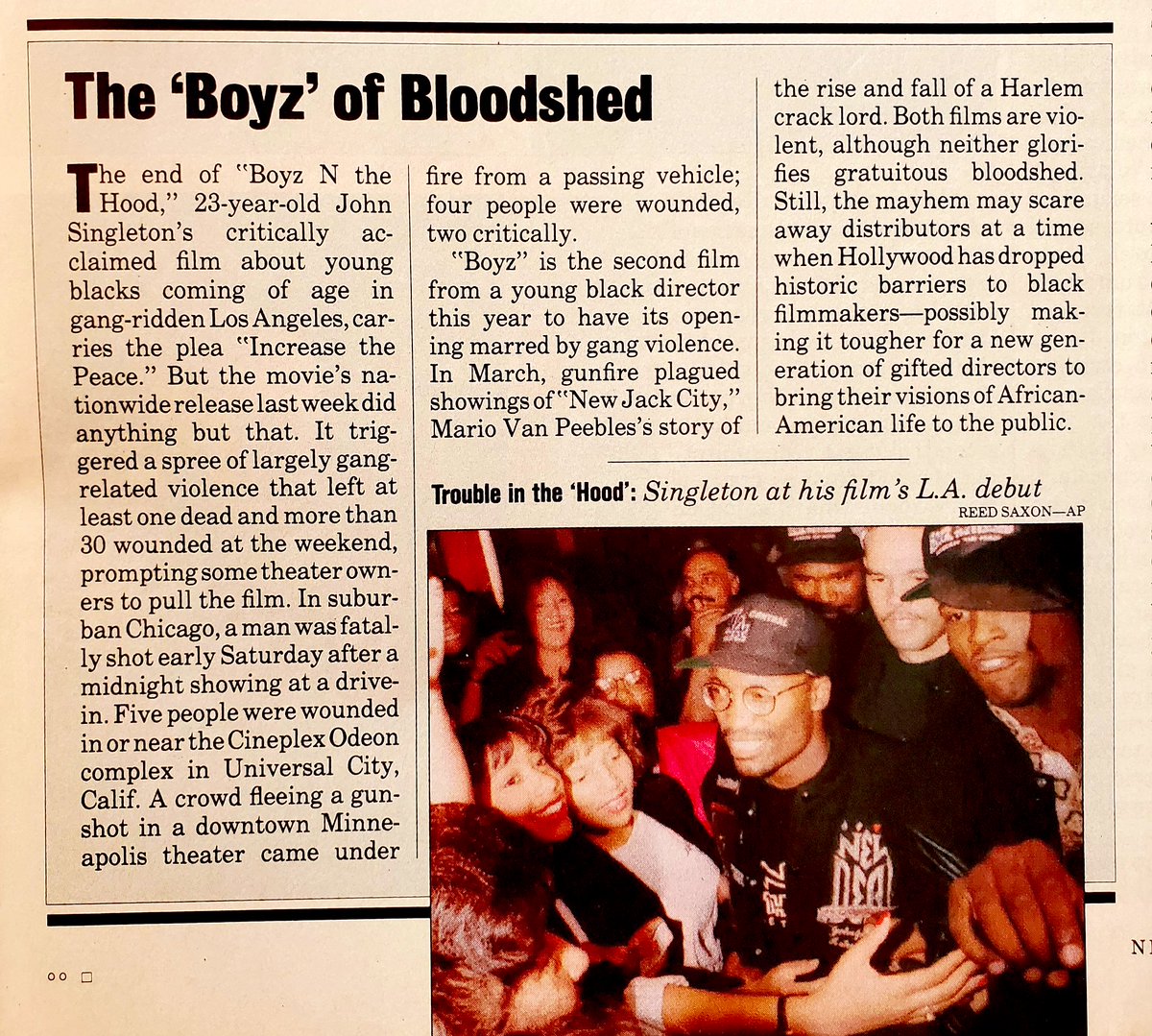 HBO Guide (@classichboguide) on Twitter photo Released #OTD in 1991 in U. S. theaters and celebrating its 34th #anniversary: BOYZ N THE HOOD written/directed by John Singleton starring <a href="/icecube/">Ice Cube</a> <a href="/MorrisChestnut/">Morris Chestnut</a> <a href="/NiaLong/">Nia Long</a> - newspaper ad, original <a href="/washingtonpost/">The Washington Post</a> review, behind the scenes still, article #1990s #BoyzNTheHood Released #OTD in 1991 in U. S. theaters and celebrating its 34th #anniversary: BOYZ N THE HOOD written/directed by John Singleton starring <a href="/icecube/">Ice Cube</a> <a href="/MorrisChestnut/">Morris Chestnut</a> <a href="/NiaLong/">Nia Long</a> - newspaper ad, original <a href="/washingtonpost/">The Washington Post</a> review, behind the scenes still, article #1990s #BoyzNTheHood