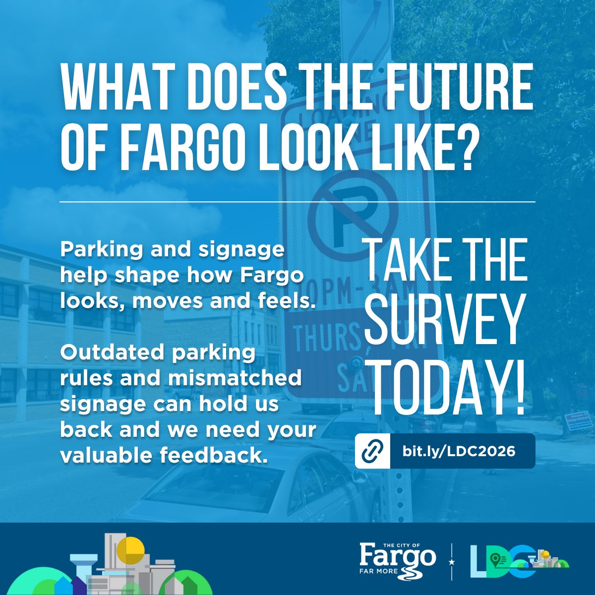 thecityoffargo's tweet image. Urban form, parking and signage may seem like technical issues, but they shape how Fargo looks, moves and feels.
Tell us what works—and what doesn’t. Review the materials and take the Code Testing Survey today at bit.ly/LDC2026
#FarMore #FargoLDC2026