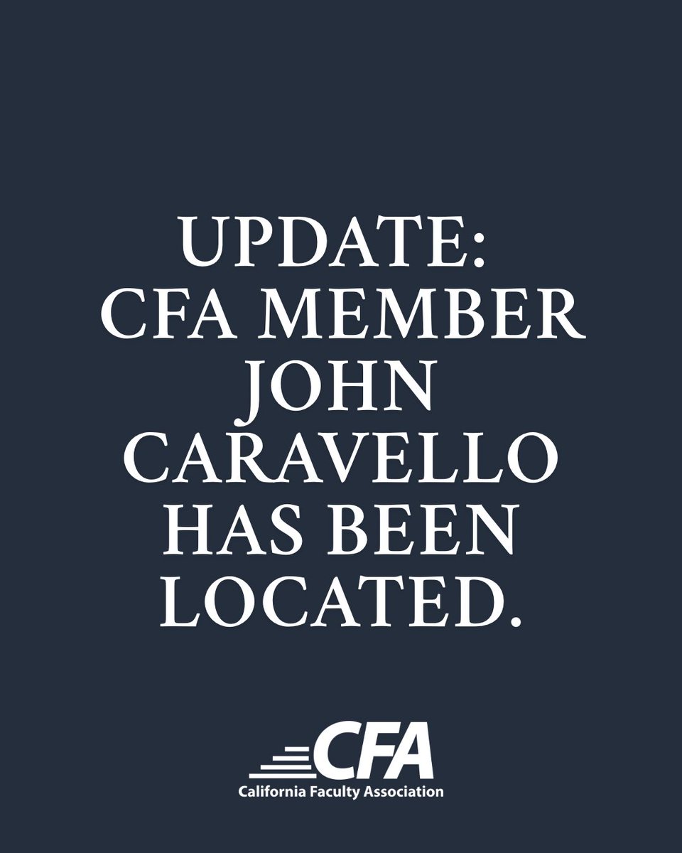CFA_United's tweet image. Professor John Caravello has been located and we have connected with his family. We are working on getting him legal support.
Thank you to everyone who has helped in this search, we will keep you posted on the process and bring John home. #ICEOutOfLA