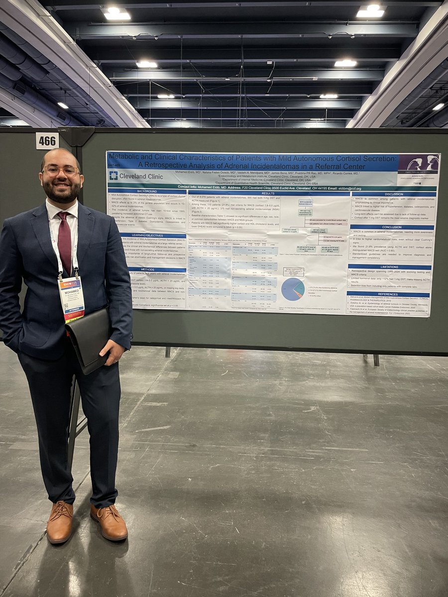 MACS is more common than we think and we keep missing it.

Our poster looks at the incidence and clinical features of MACS in a large referral center.

📍ENDO 2025 
<a href="/drricardocorrea/">Ricardo Correa MD, EdD, FACP, FACE, FAPCR, FACMQ</a> <a href="/RecordatiD/">Recordati Rare Diseases</a> <a href="/TheEndoSociety/">Endocrine Society</a> 
#ENDO2025 #MACS #adrenal