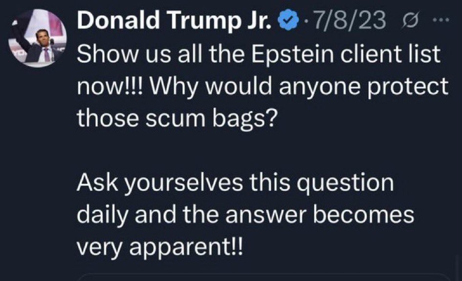 Adam Kinzinger (Slava Ukraini) ๐บ๐ธ๐บ๐ฆ (@adamkinzinger) on Twitter photo Cc to Donald. This is from your son โฆโฆ<a href="/DonaldJTrumpJr/">Donald Trump Jr.</a>โฉ who wants answers too Cc to Donald. This is from your son โฆโฆ<a href="/DonaldJTrumpJr/">Donald Trump Jr.</a>โฉ who wants answers too