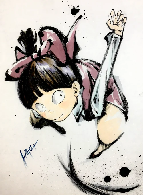 3期ねこ娘過去墨絵寄せ集め #ゲゲゲの鬼太郎 #墨絵