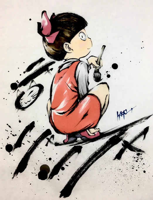 3期ねこ娘過去墨絵寄せ集め #ゲゲゲの鬼太郎 #墨絵