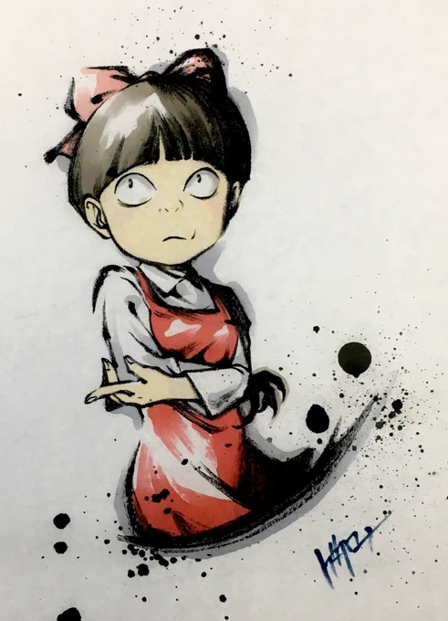 3期ねこ娘過去墨絵寄せ集め #ゲゲゲの鬼太郎 #墨絵