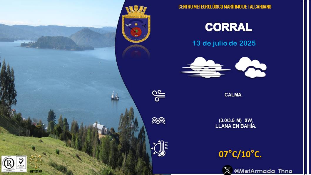 Centro Meteorológico Marítimo de Talcahuano (@metarmada_thno) on Twitter photo Revisa el pronóstico meteorológico del día #DOMINGO 13 de #JULIO para #Constitución #Talcahuano #Lebu #Corral
meteoarmada.directemar.cl/site/pronostic…
<a href="/RedMeteoA/">Red MeteoAficionada</a>
<a href="/gorebiobio/">Gobierno Regional del Biobío</a>
<a href="/TVUNoticias/">TVU Noticias</a>
<a href="/Sernatur/">Sernatur</a>
@imconstitucion
@Meteo_valdivia
<a href="/maritgobvld/">Gobernación Marítima de Valdivia</a>
<a href="/gm_talcahuano/">Gobernación Marítima de Talcahuano</a>
@servimet_armada Revisa el pronóstico meteorológico del día #DOMINGO 13 de #JULIO para #Constitución #Talcahuano #Lebu #Corral
meteoarmada.directemar.cl/site/pronostic…
<a href="/RedMeteoA/">Red MeteoAficionada</a>
<a href="/gorebiobio/">Gobierno Regional del Biobío</a>
<a href="/TVUNoticias/">TVU Noticias</a>
<a href="/Sernatur/">Sernatur</a>
@imconstitucion
@Meteo_valdivia
<a href="/maritgobvld/">Gobernación Marítima de Valdivia</a>
<a href="/gm_talcahuano/">Gobernación Marítima de Talcahuano</a>
@servimet_armada