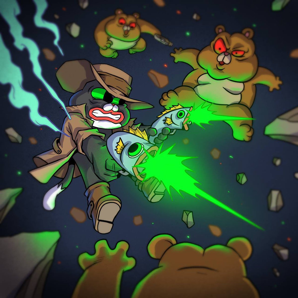 TrystanNFT's tweet photo. #PEPECAT is leading the charge!
With cowboy boots and fish guns, he’s taking down the bears 🐟🔫🐻
Join the ride, $PEPECAT is just getting started!
👉https://t.co/uABIHsiaGn
$PEPECAT #CatVsBears #PEPECATseason #PewPew #CowboyCat #PistolPaws https://t.co/rG88hGTCcJ