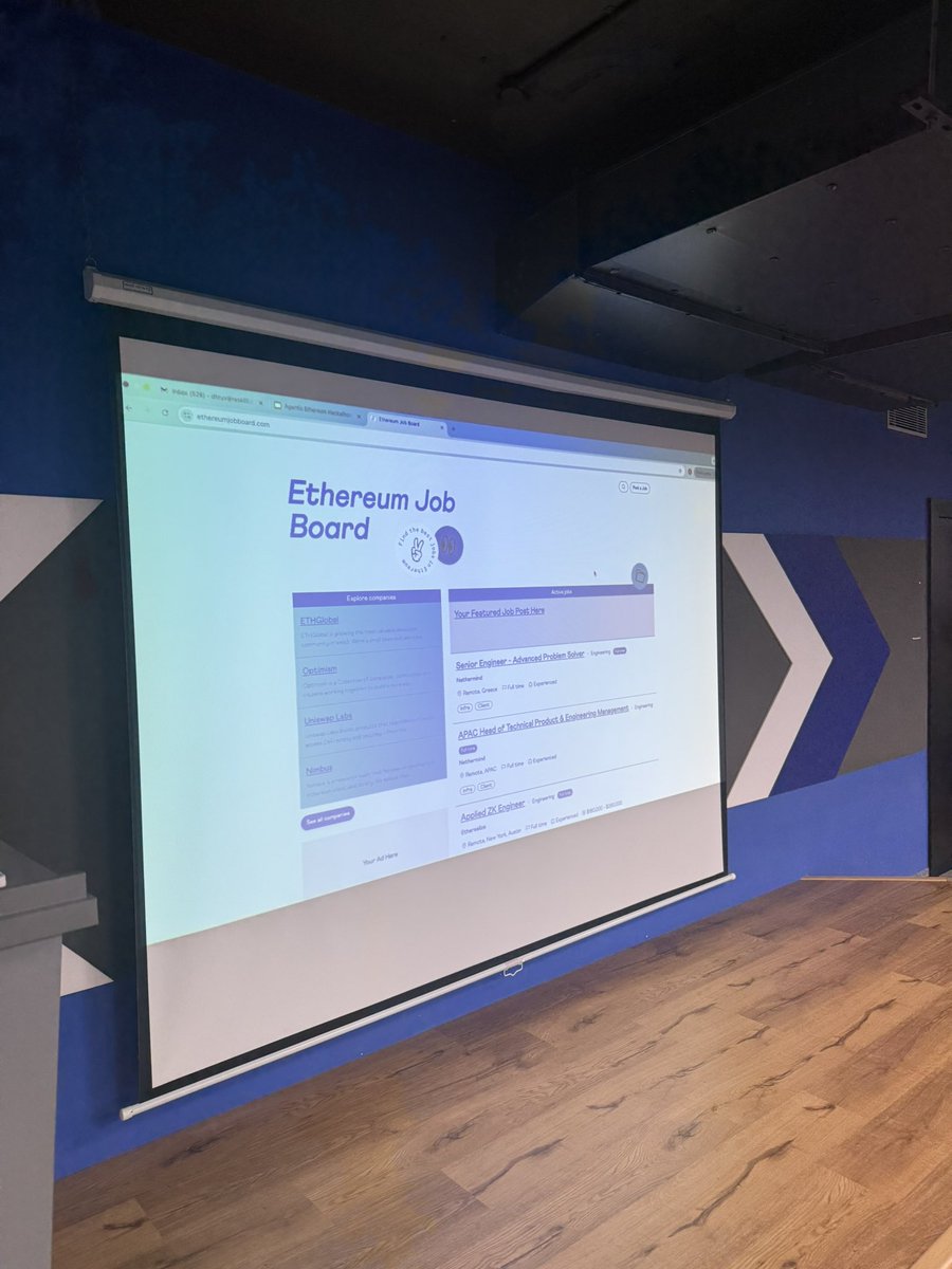 punit030593's tweet image. 🌍 Web3 is full of global opportunities — and we’re helping builders unlock them.
At the Agentic Ethereum Hackathon, we showcased the Ethereum Job Board to help participants go beyond just projects — into real-world roles, fellowships, and DAO contributions.
Whether you’re an…