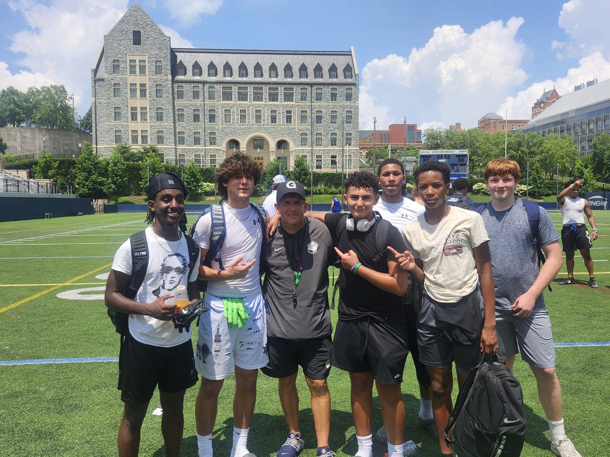 AID3NDAVIS14's tweet photo. @GeorgetownFB today with @WakeWarriorsFB teammates @gmaxfqb @XavierWink11 Brayden, Miles &amp; former teammate Shane. Thank you @coachsgarlata and his program. https://t.co/8yaBDJHnjo