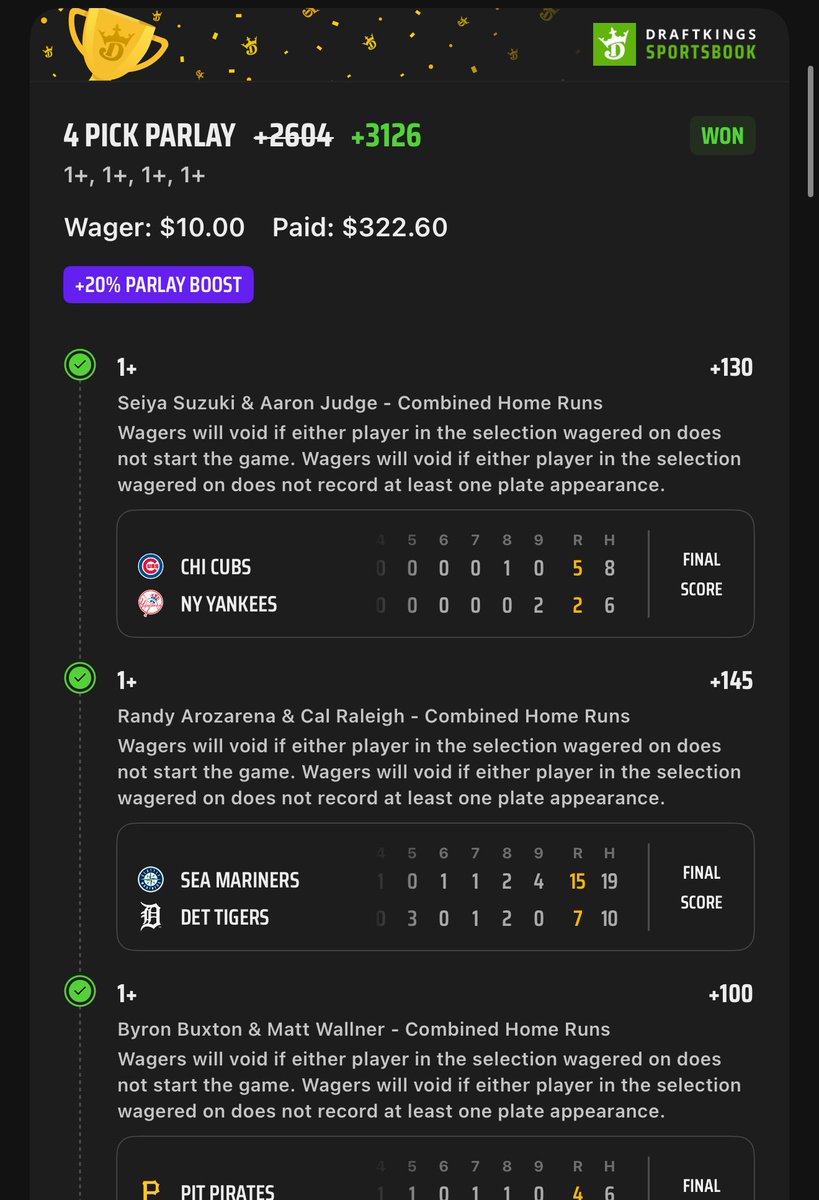 LFG HR heater. Not just HRs, we cashed first 2 rounds of golf, tennis has been absolutely smoking hot, and this just what we do. I’m fixing to keep showing out. Use this link for 50% off and get in here. $25 to a follower who Likes &amp; Retweets this post. 
dubclub.win/r/p/pri-5zgbq/…