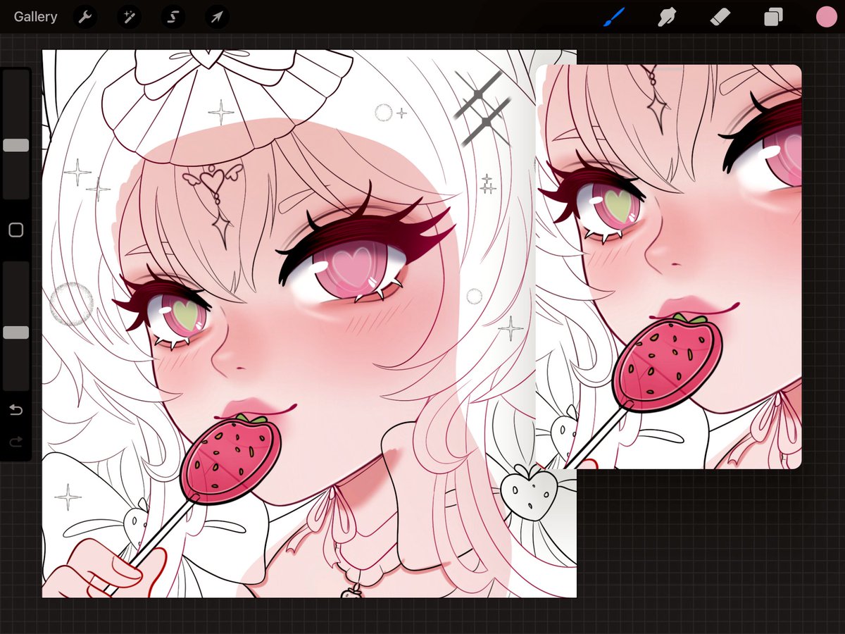 Painting another cute headshot 🍓 ~ W.I.P