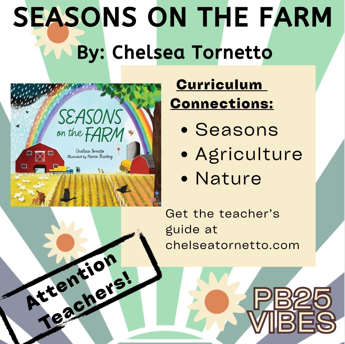 PB25Vibes's tweet image. Attention #teachers!
Check out all of the curriculum connections that you can make when reading SEASONS ON THE FARM by Chelsea Tornetto & Karen Bunting!
@MrsTornetto
#kidlit #picturebook #teacher