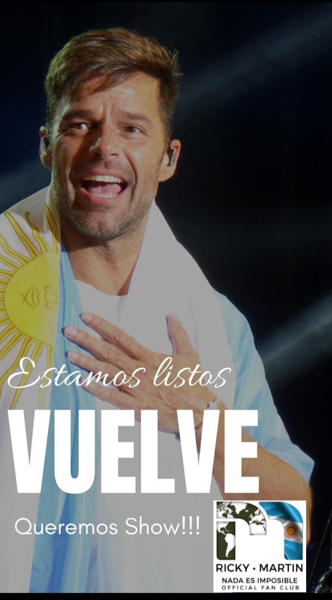 4444Marcela's tweet photo. #RickyEnArgentina
#RickyQueremosShows
@rm_nei @RMwebteam @ricky_martin te queremos ver prontito y disfrutar de tu voz y esa hermosa sonrisa https://t.co/h1T2p7hEhR