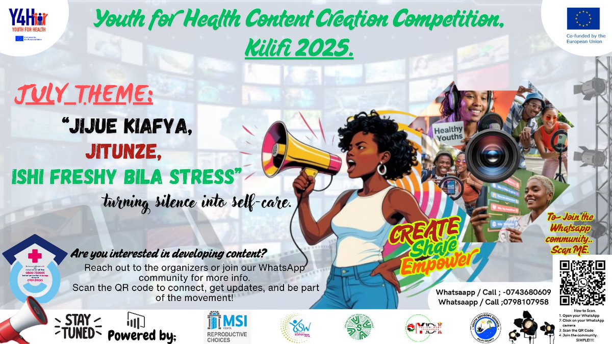 Youth_Dare's tweet image. Theme of the Month Launch
Jijue. Jitunze. Ishi freshy bila stress. 🧠

We’re calling on youths and content creators across Kilifi and beyond to come on board, explore the theme, and spark real conversations on health, wellness, and self-care. #JijueJitunzeIshiFreshy