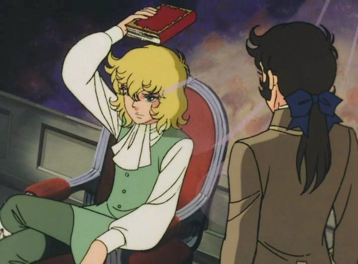 RedDragnx's tweet image. O: "Look, Andrè. I have a book on my head."
A: " :0 "
#LadyOscar #AO #TheRosesOfVersailles