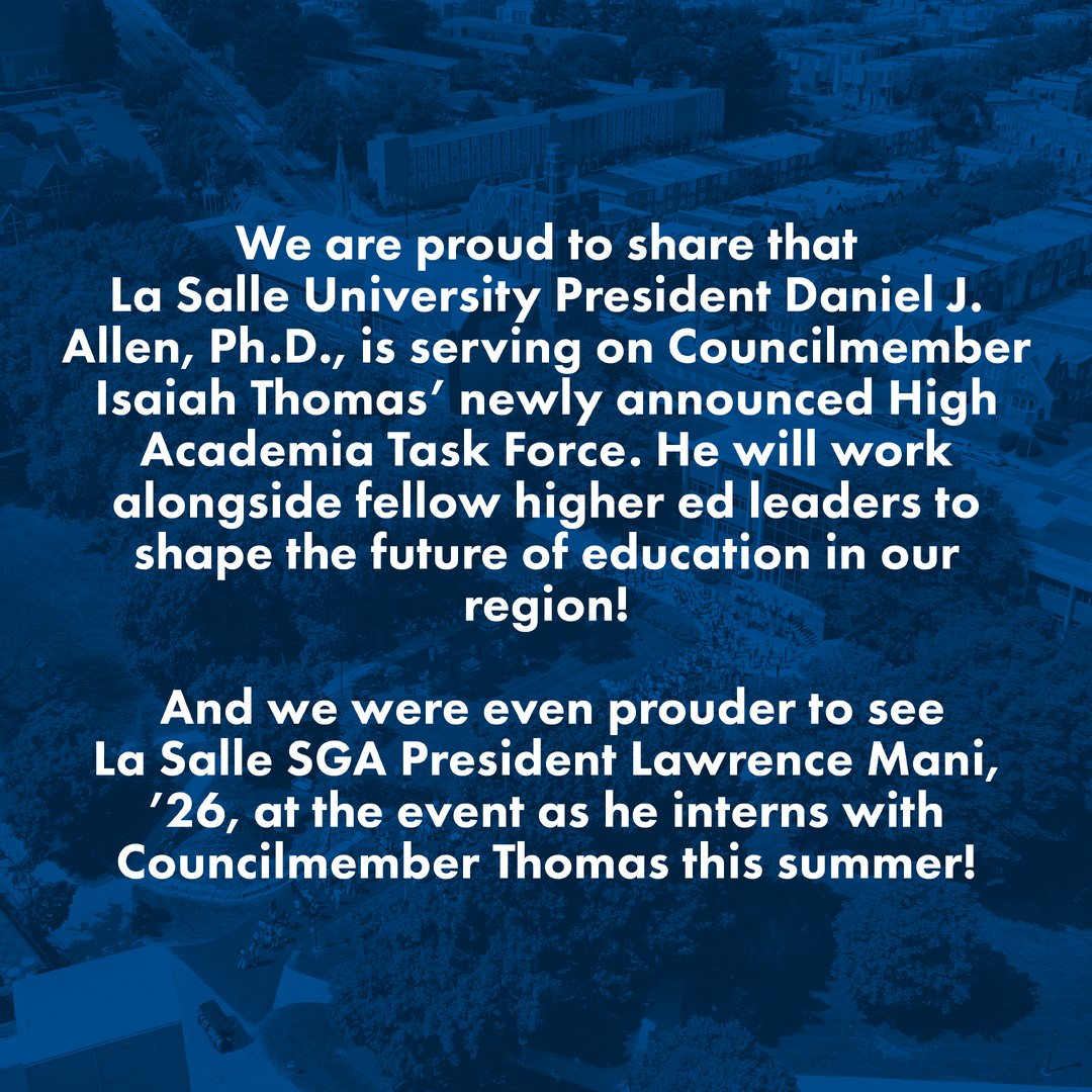 La Salle University (@lasalleuniv) on Twitter photo Philly may be a big city, but the La Salle connections run deep šš
You can learn more about the High Academia Task Force using the link in our bio #BeKnownForMore #LaSalleProud
Pictured left to right: Councilmember <a href="/candidateTHOMAS/">Isaiah Thomas</a>, President Daniel J. Allen, Ph.D., Philly may be a big city, but the La Salle connections run deep šš
You can learn more about the High Academia Task Force using the link in our bio #BeKnownForMore #LaSalleProud
Pictured left to right: Councilmember <a href="/candidateTHOMAS/">Isaiah Thomas</a>, President Daniel J. Allen, Ph.D.,