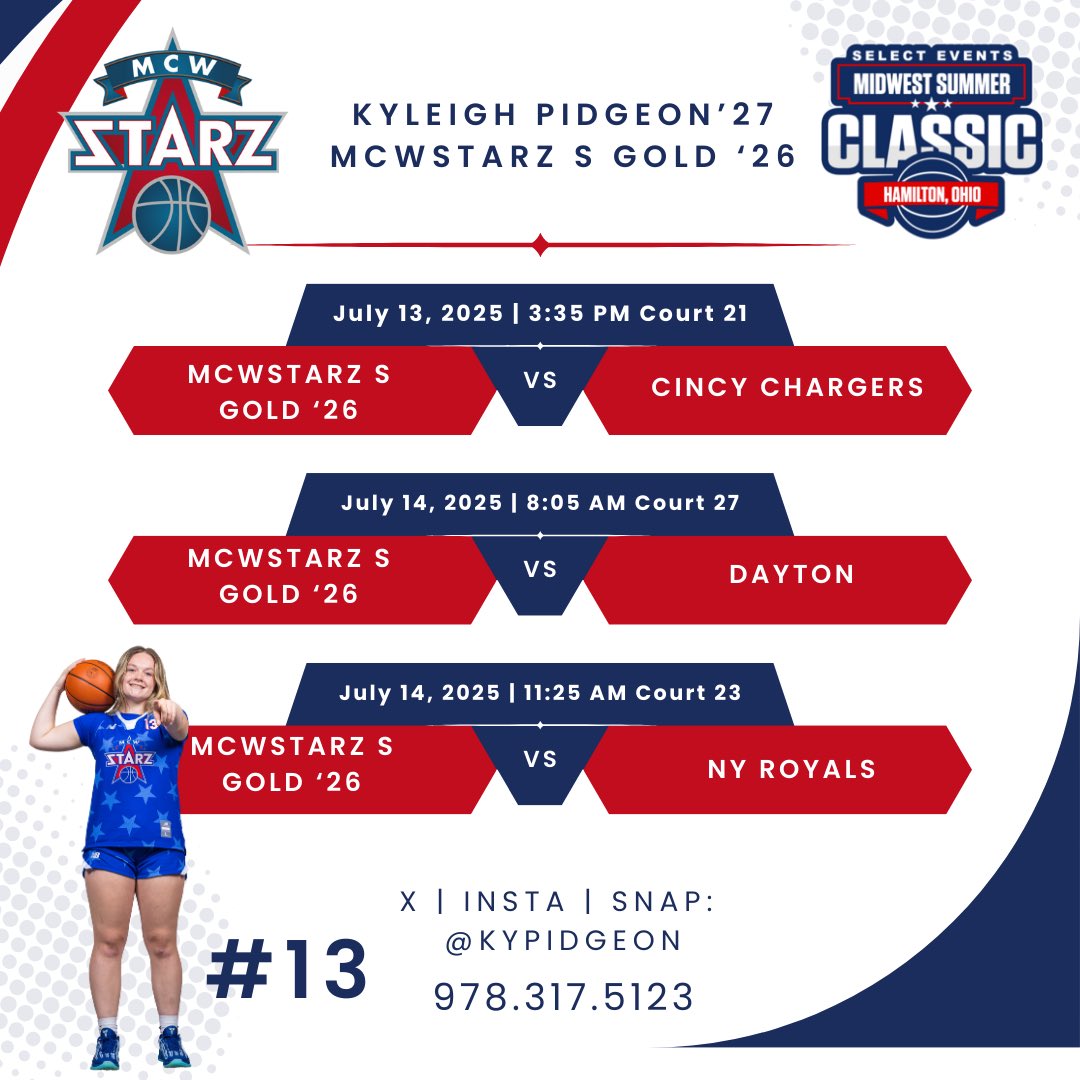 Here’s my schedule for the Midwest Classic!!! Super excited to keep it going from the last tournament.
<a href="/MCWSTARZ/">MCW STARZ</a> <a href="/FenwickGBball/">Fenwick Girls Bball</a>