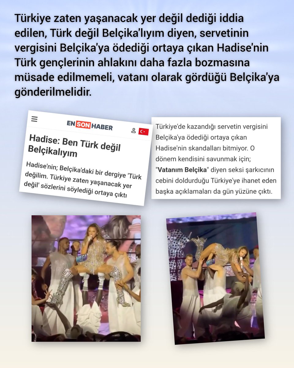 İki de bir kadın haklarından bahsedenler, önce bunların hemcinsleri olup olmadığına karar versinler.
Avrupada dahi asla hoş görülmeyecek, hayvanların dahi yapmayacağı hareketleri, sanat adıyla ulu orta, sokak ortasında striptiz yaparak sergileyenlere ses çıkarmayan, susan, hoş
