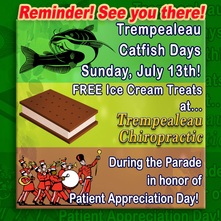 Tremp_Chiro's tweet photo. Tomorrow the #GrandParade in #Trempealeau during #TrempealeauCatfishDays is Sun., July 13th @ 1pm! π₯³
π€© We hope to see you, we will be outside our #TrempealeauChiropractic office giving out #IceCream treats during the parade for #PatientAppreciation Day between 12 - 1pm! π¦π https://t.co/ZiieoetJGY