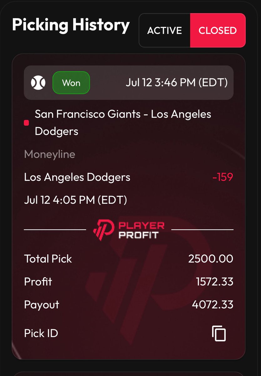 Dodgers ML ✅

8-0 Run 🔥 Player Profit 🔐

#GamblingX | #PlayerProfit