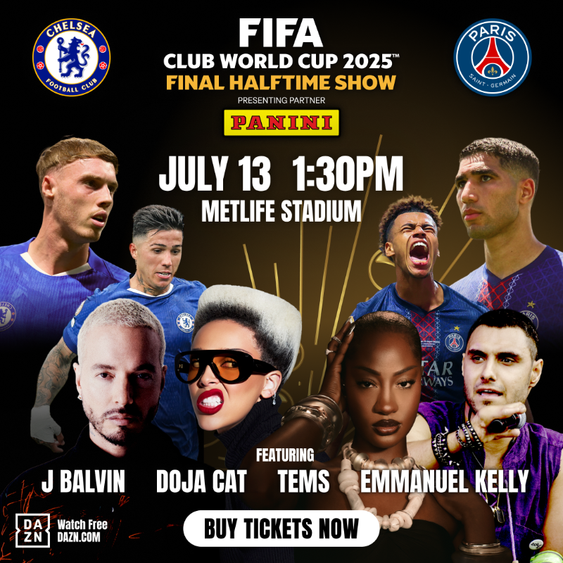 FIFAcom's tweet photo. The @FIFACWC final is set to play host to the first ever FIFA tournament halftime show 🙌