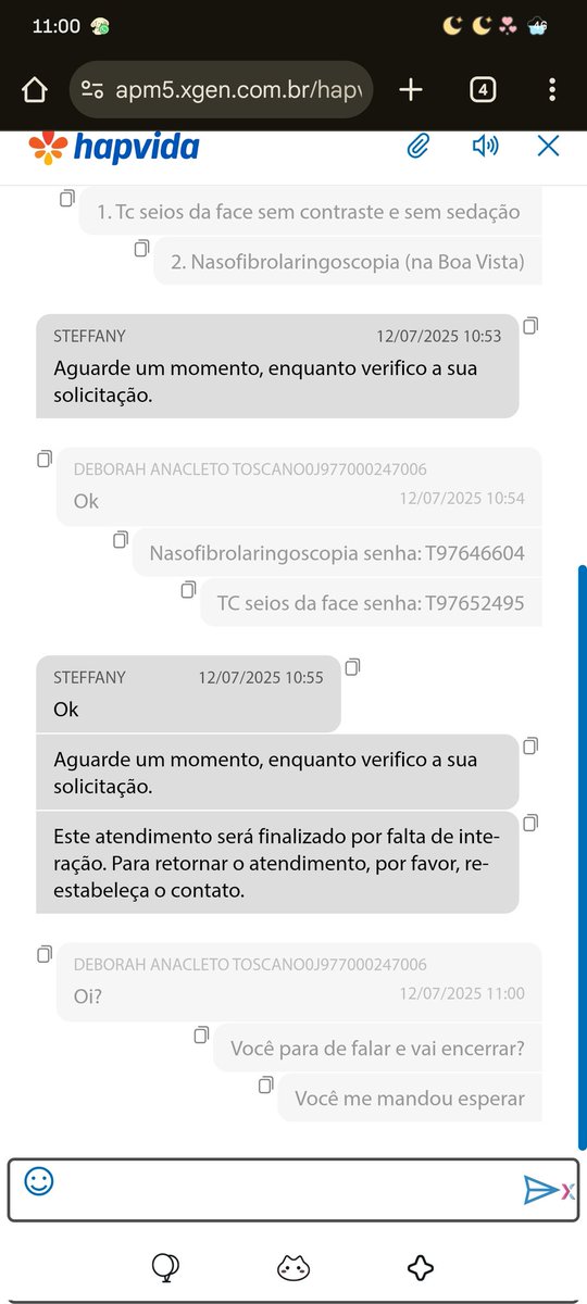 DehToscano's tweet photo. O que dizer sobre o atendimento do @HapvidaRecife via chat? https://t.co/KovTPsLyGD