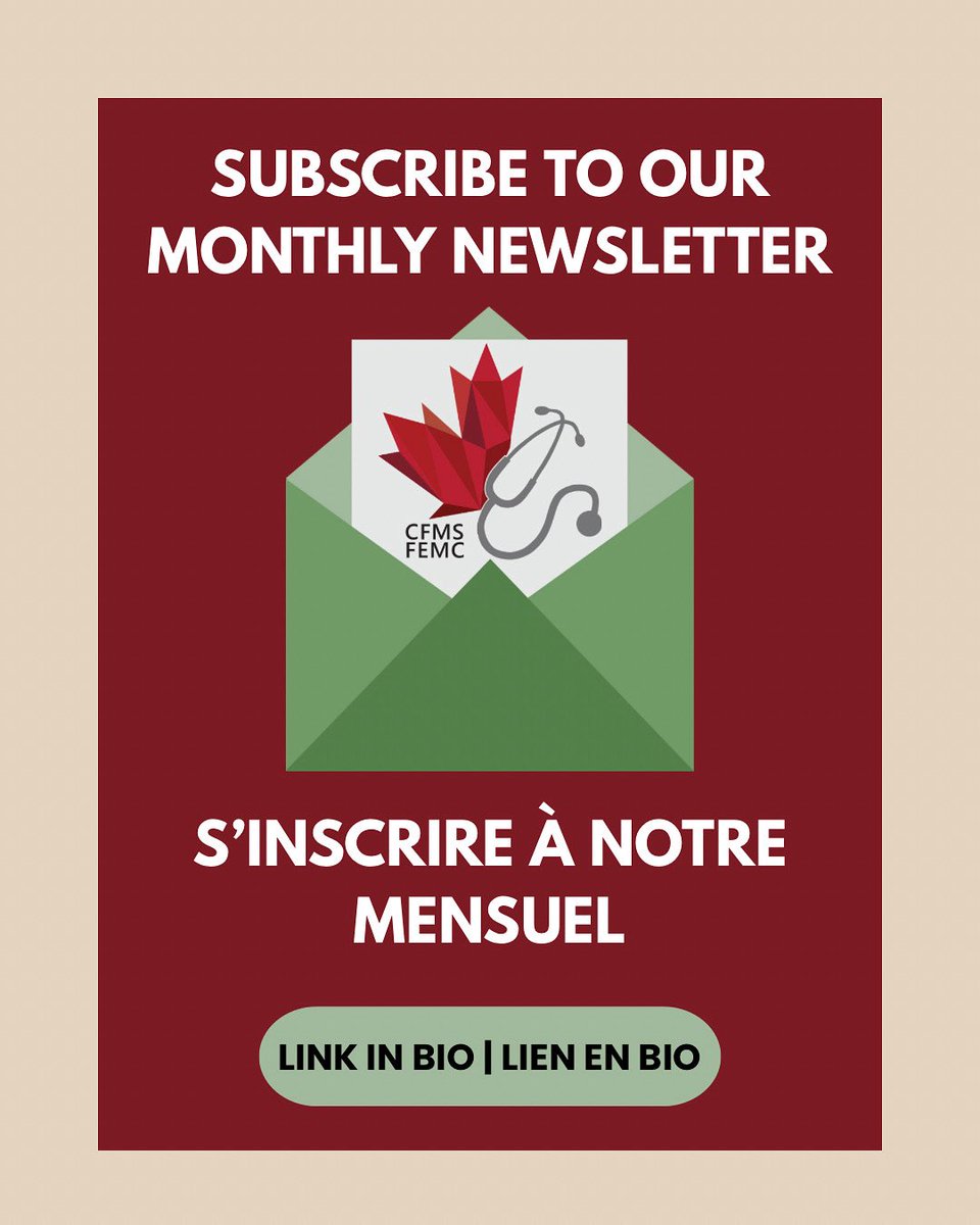 Canadian Medical Students (@cfmsfemc) on Twitter photo 📨CFMS Monthly Newsletter (July 2025) drops this week! Stay tuned for the latest updates on med students + physician issues.
📨Le mensuel FEMC (juillet 2025) arrive cette semaine! Restez à l’écoute pour les dernières nouvelles du monde médical étudiant. 📨CFMS Monthly Newsletter (July 2025) drops this week! Stay tuned for the latest updates on med students + physician issues.
📨Le mensuel FEMC (juillet 2025) arrive cette semaine! Restez à l’écoute pour les dernières nouvelles du monde médical étudiant.