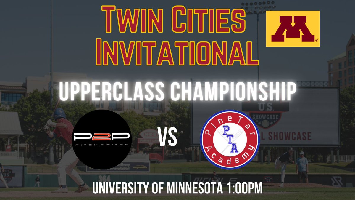 Best in the US Showcases (@busshowcase) on Twitter photo Twin Cities Invitational
Upperclass Championship is Set
📍University of Minnesota 1:00pm
⚾️ <a href="/pitch2pitch/">Pitch 2 Pitch 📈</a> vs <a href="/PineTarAcademy/">Pine Tar Academy</a>
🏟️ Winner goes to Chase Field Twin Cities Invitational
Upperclass Championship is Set
📍University of Minnesota 1:00pm
⚾️ <a href="/pitch2pitch/">Pitch 2 Pitch 📈</a> vs <a href="/PineTarAcademy/">Pine Tar Academy</a>
🏟️ Winner goes to Chase Field