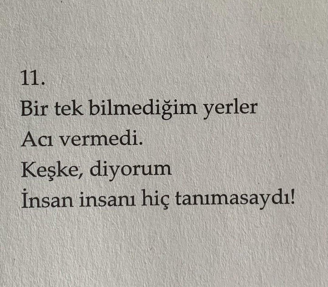 Keşke, diyorum
İnsan insanı hiç tanımasaydı!

Şükrü Erbaş