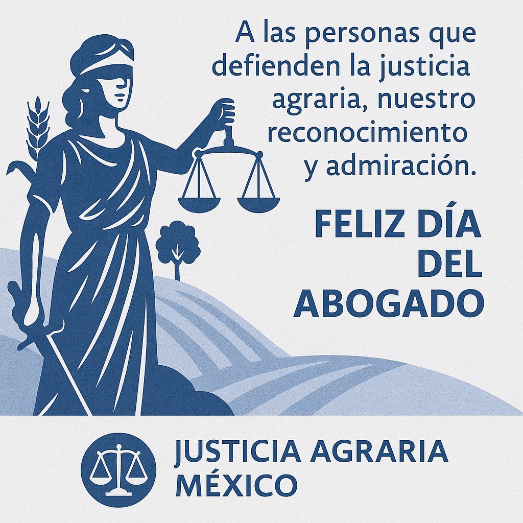 ¡Feliz Día del Abogado a toda la Abogacía en México!

Reconocimiento a quienes, con su dedicación y conocimiento, defienden y promueven la justicia agraria. Su labor es fundamental para el desarrollo equitativo de nuestro campo y el bienestar de las comunidades rurales.