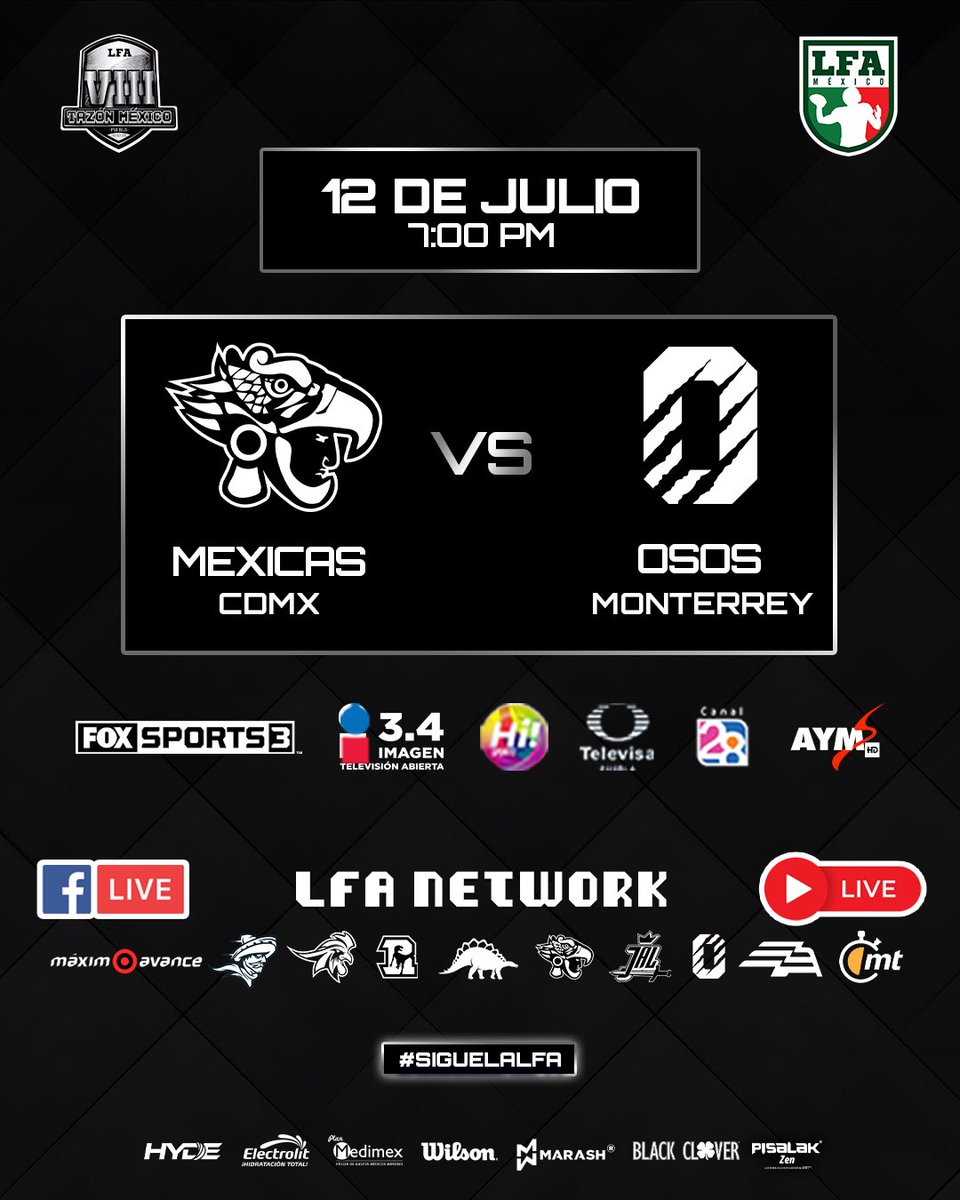 ¡No hay pretexto para perderte el Tazón México VIII! 🙌🏈🇲🇽

Estas son las cadenas por donde podrán seguir la fiesta del fútbol americano nacional por Televisión y Streaming. 📺📲

#SigueLaLFA #TMVIII #ForjadosEnElMictlán #GarrasFuera
