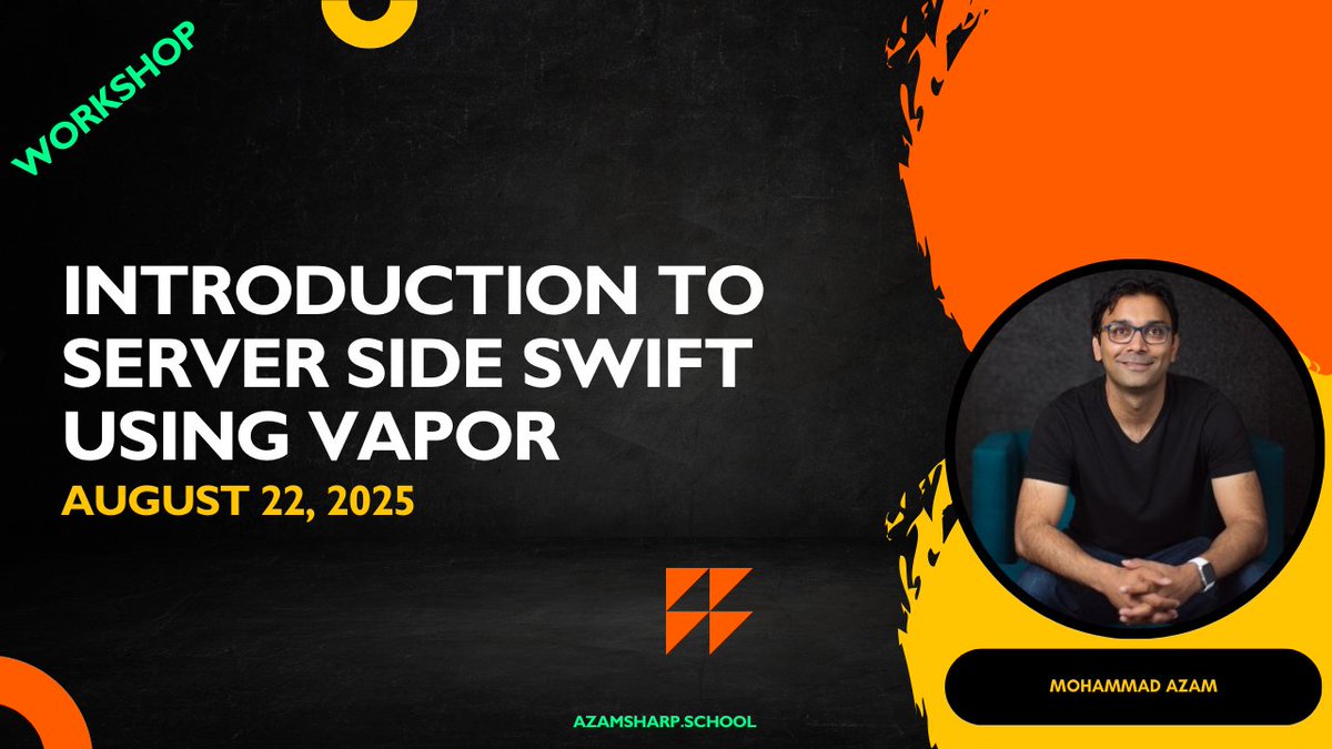 azamsharp's tweet image. 🚀 Don’t let server-side Swift intimidate you!
In today’s world, being a well-rounded iOS developer means going full stack.

👨‍💻 Join my hands-on workshop and learn how to build powerful backends using the Vapor framework. 

Reserve: azamsharp.school/workshops.html

#iosdev #swiftlang