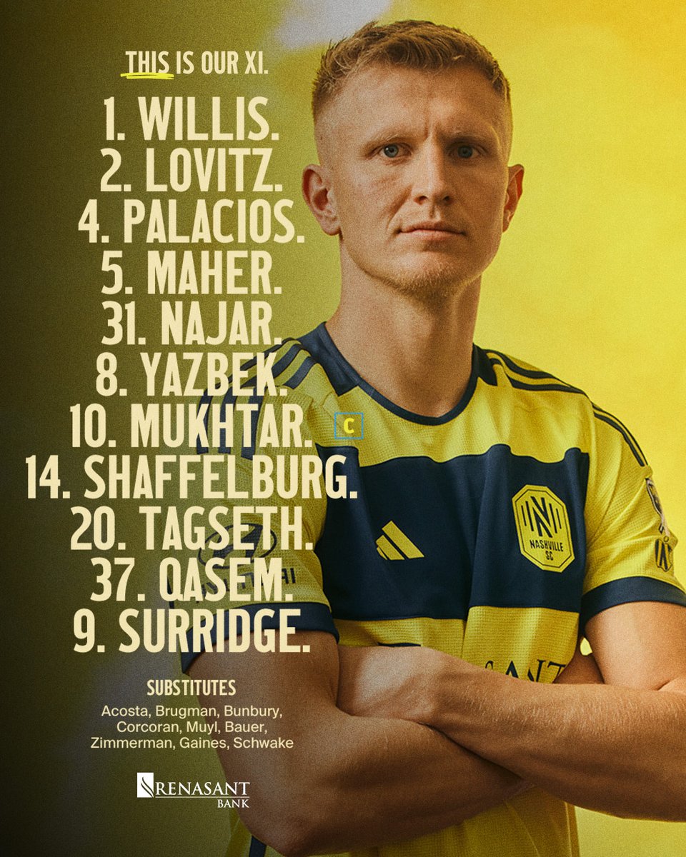 Tonight's XI taking on Inter Miami ⚔️

<a href="/renasant/">Renasant</a> | #MIAvNSH