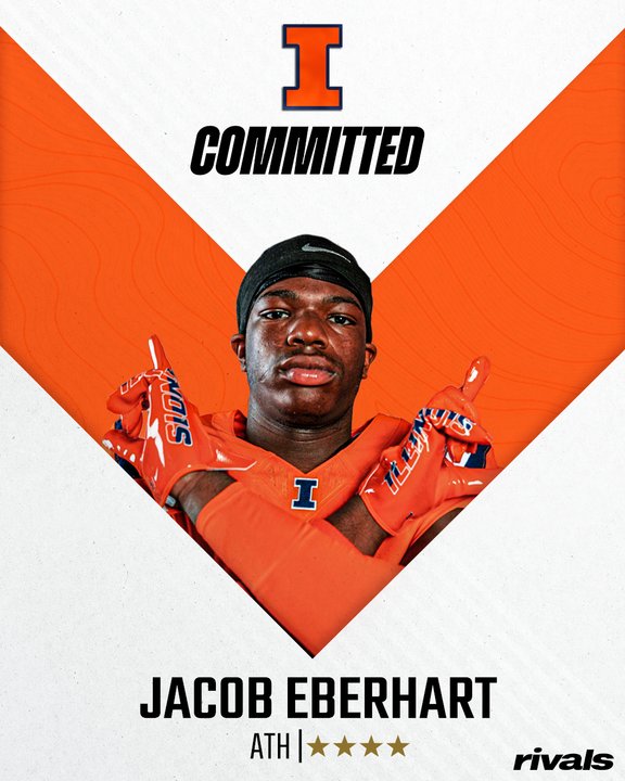 Orange and Blue News (@illinoisrivals) on Twitter photo Commit: Illinois lands four-star athlete Jacob Eberhart (<a href="/jacobhart505/">Jacob Eberhart (BTG)</a>) from Kirkwood (MO).
Eberhart chose Illinois from final group that included Oklahoma, Alabama, Mizzou, and Nebraska.
Details: on3.com/sites/orange-b… Commit: Illinois lands four-star athlete Jacob Eberhart (<a href="/jacobhart505/">Jacob Eberhart (BTG)</a>) from Kirkwood (MO).
Eberhart chose Illinois from final group that included Oklahoma, Alabama, Mizzou, and Nebraska.
Details: on3.com/sites/orange-b…