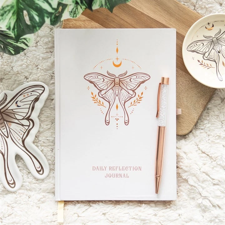 bohobeansuk's tweet photo. NOW ON SALE 15% OFF this Luna Moth Daily Reflection Journal &amp; Clear Quartz Crystal Pen https://t.co/uITbLebJcN  
via @eBay_UK #eBay #sale #discount #eBayDeals https://t.co/ydWmFPsQM4