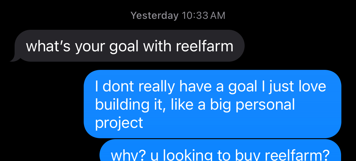 _mattwelter's tweet image. i'm launching a reelfarm update tomorrow at 6am pst
it makes you 100x faster to go from 0 to 1 when creating tiktok slideshows
also releasing a 20% off promo code for any plan (including unlimited if you want that)