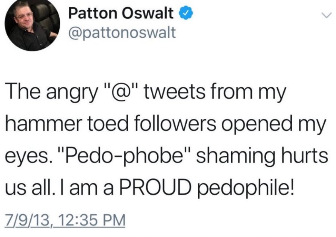 LIZ CROKIN (@lizcrokin) on Twitter photo Oh totally <a href="/pattonoswalt/">Patton Oswalt</a> — I mean, we all should’ve known President Trump would be on the Epstein list after he tweeted he’s a proud pedophile and that he likes children to rub his “dong”.👇🏻
OH WAIT… Oh totally <a href="/pattonoswalt/">Patton Oswalt</a> — I mean, we all should’ve known President Trump would be on the Epstein list after he tweeted he’s a proud pedophile and that he likes children to rub his “dong”.👇🏻
OH WAIT…