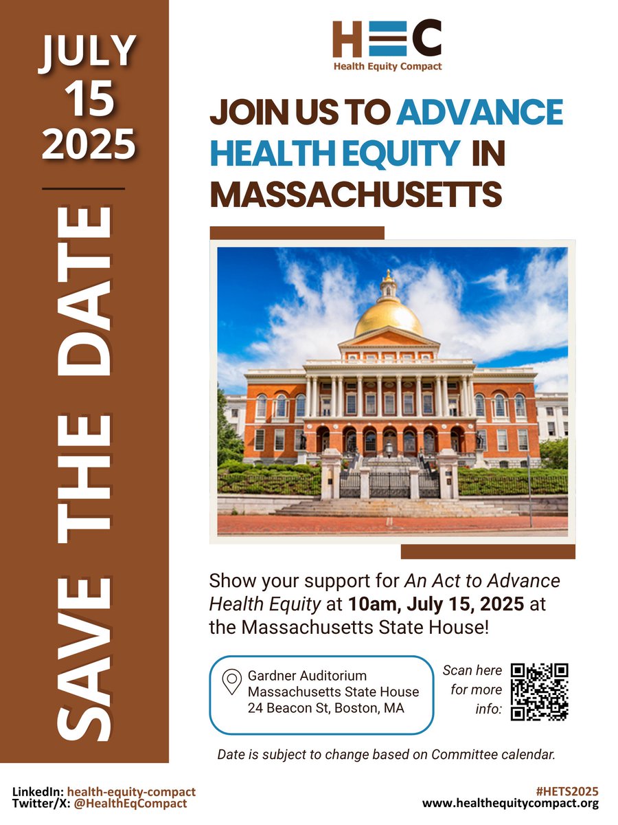 MentalHealth_MA's tweet image. Join @HealthEqCompact this Tuesday at the MA State House to show support for "An Act to advance health equity." This is a critical opportunity for Massachusetts! Arrive at 8:30a for security screening. Hearing begins at 10a!