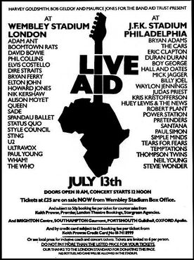 40 years ago 
on this very date....
"It’s 12 noon in London, 
7 am in Philadelphia..."
What are your 
memories of #LiveAid?
#liveaidat40 #LiveAid40