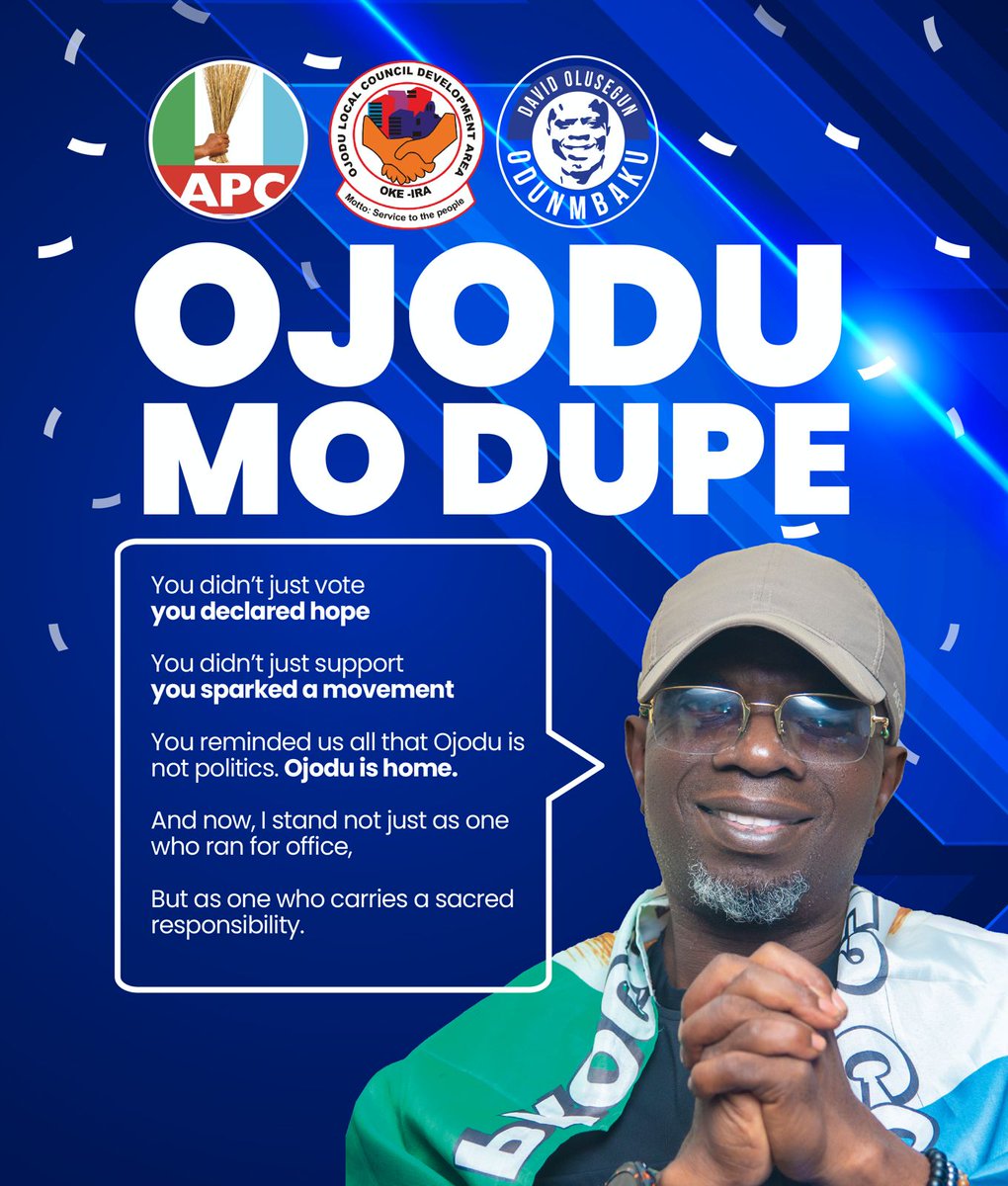 Thank You, Ojodu. The Journey to Ojodu Forward Begins With You.

From the depth of my soul, I say thank you.
Thank you for standing up.
Thank you for believing.
Thank you for choosing a future beyond the ordinary
Thank you for choosing Ojodu Forward.

#OJODUFORWARD #HEYSRELOADED