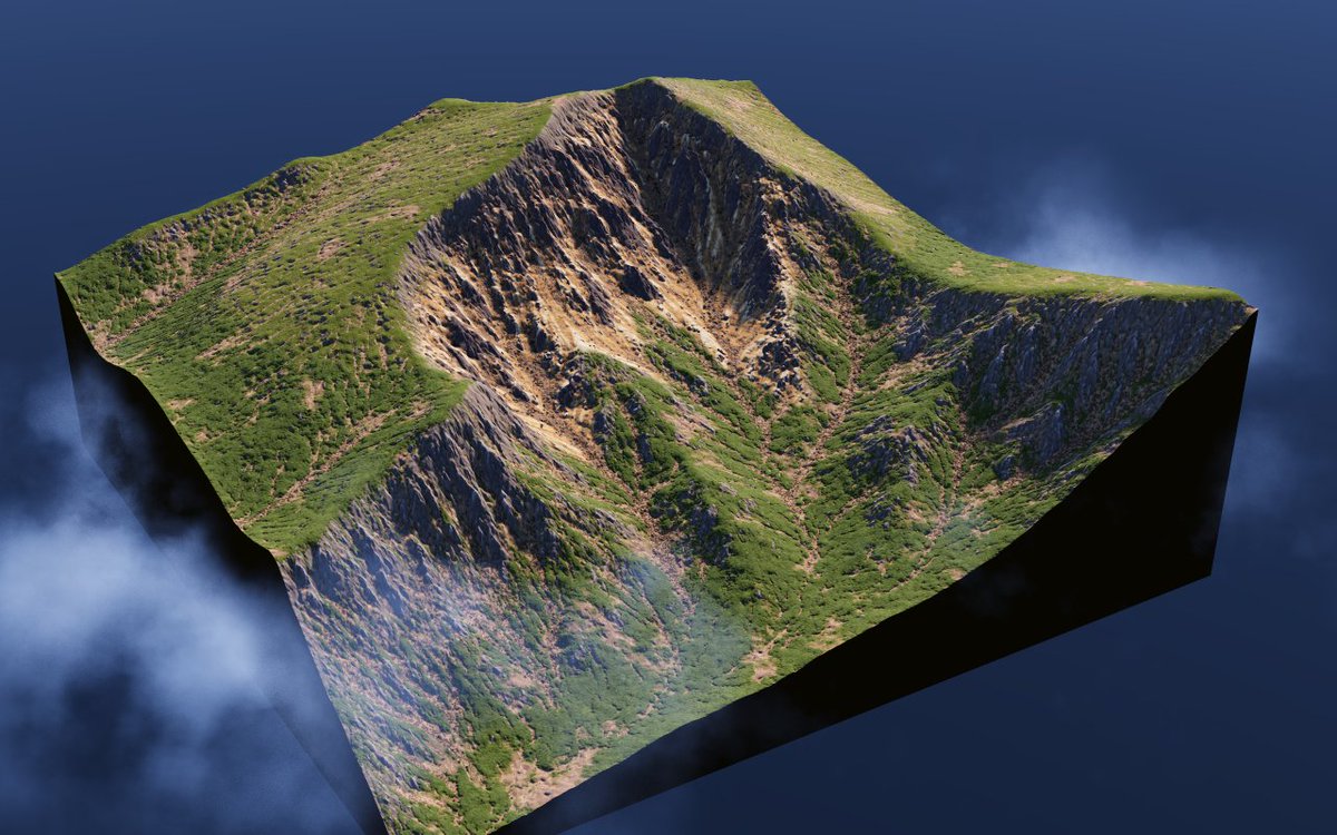 行ったことのない人が雰囲気でつくる硫黄岳。#GeoGen #Terrain