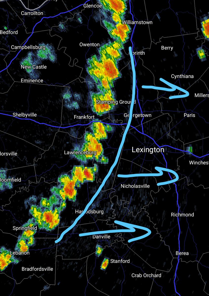 A Broken Band of Strong Storms is approaching the Lexington Area. Winds up to 40mph are likely in the strongest storms. #kywx