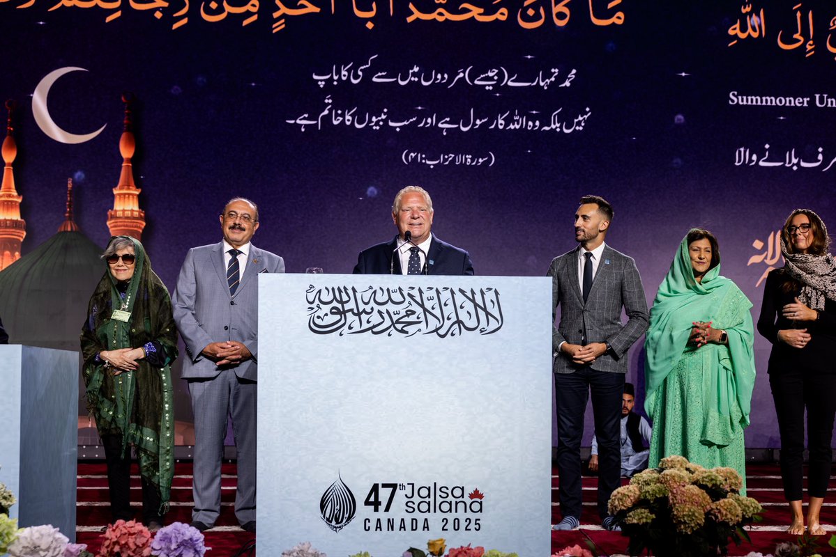 fordnation's tweet image. It was an honour to attend the 47th Jalsa Salana hosted by the Ahmadiyya Muslim Jama'at Canada. This annual gathering highlights the values of peace and service and celebrates the incredible contributions of the Ahmadiyya Muslim community to our province.