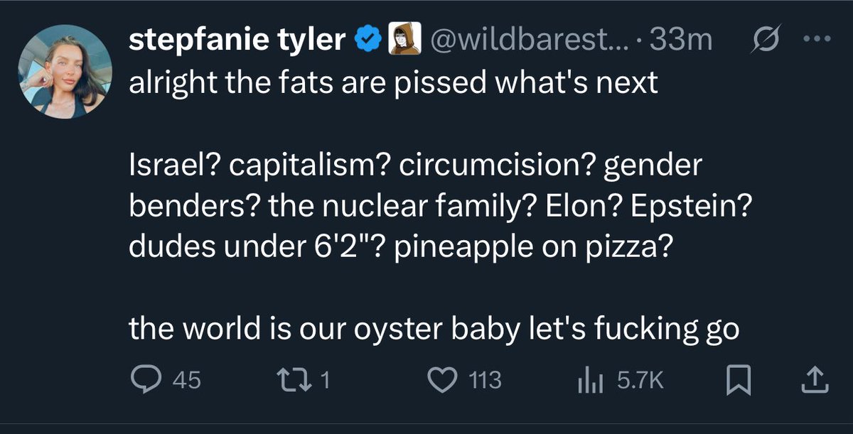 Engagement farming at its lowest! 

And don’t you dare touch pineapple on pizza! 🥰