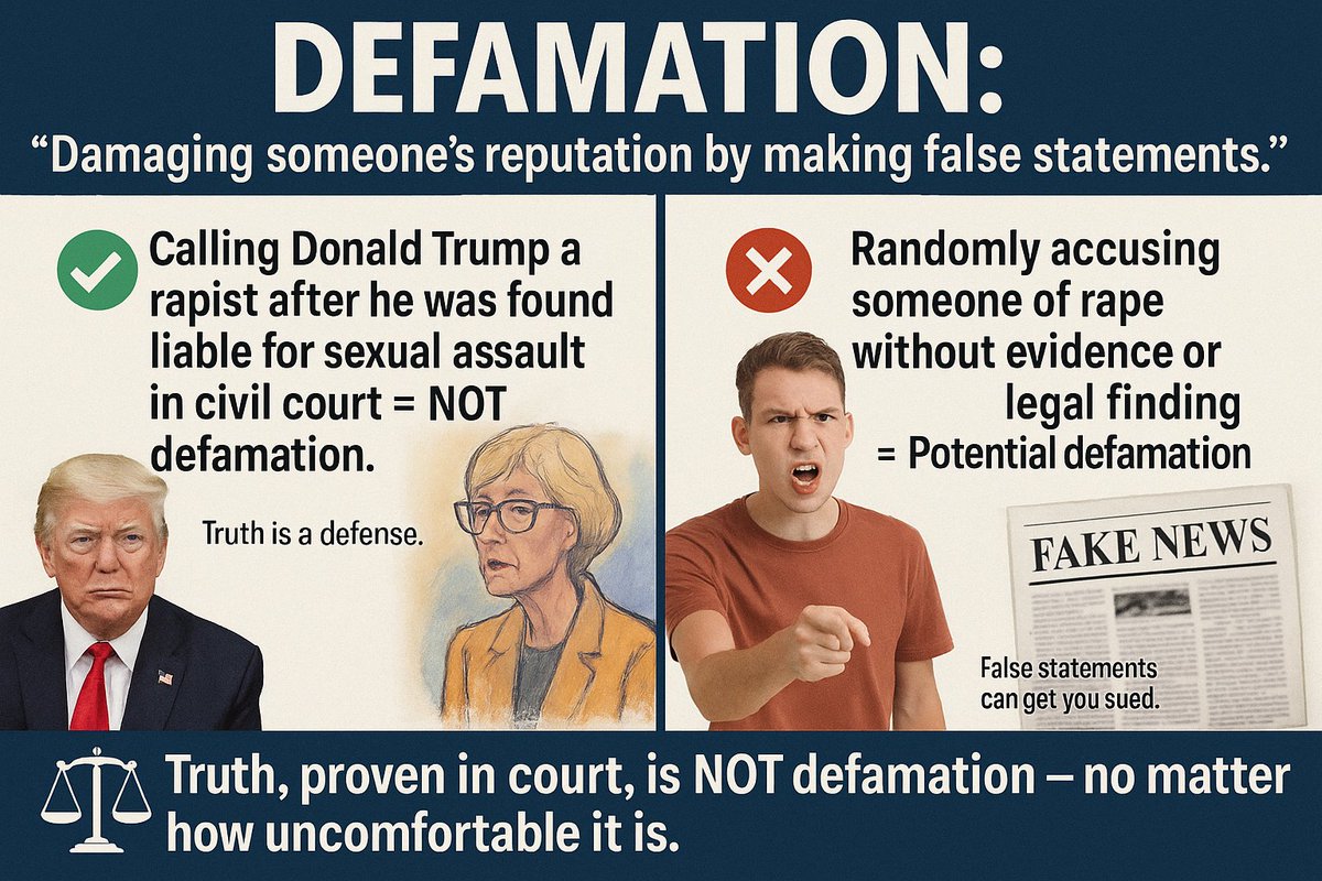newlaughingleft's tweet photo. Sharp legal clarity meets blunt reality — truth in the courtroom isn’t slander on the street.
#Defamation101 #TruthIsADefense #LegalFacts https://t.co/B4xg5rJmlr