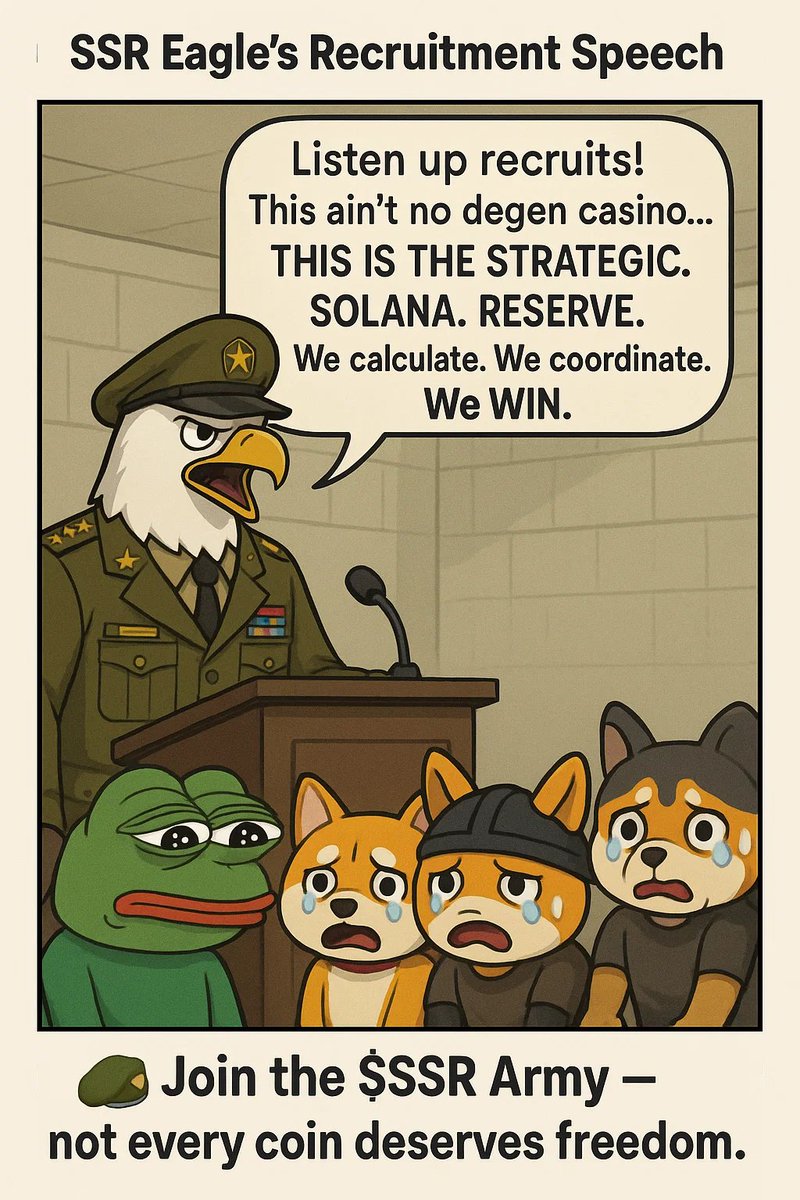 Oxdanny7's tweet photo. When the rest of Solana is flapping… the $SSR eagle is soaring.
Strategy is the new meme.
Degen responsibly, deploy intelligently.
This is the Reserve. 🦅🧠📊
@OfficialSolanaR
#SSR #Solana #SSRArmy #DegenElite https://t.co/c3W6RP6OpK