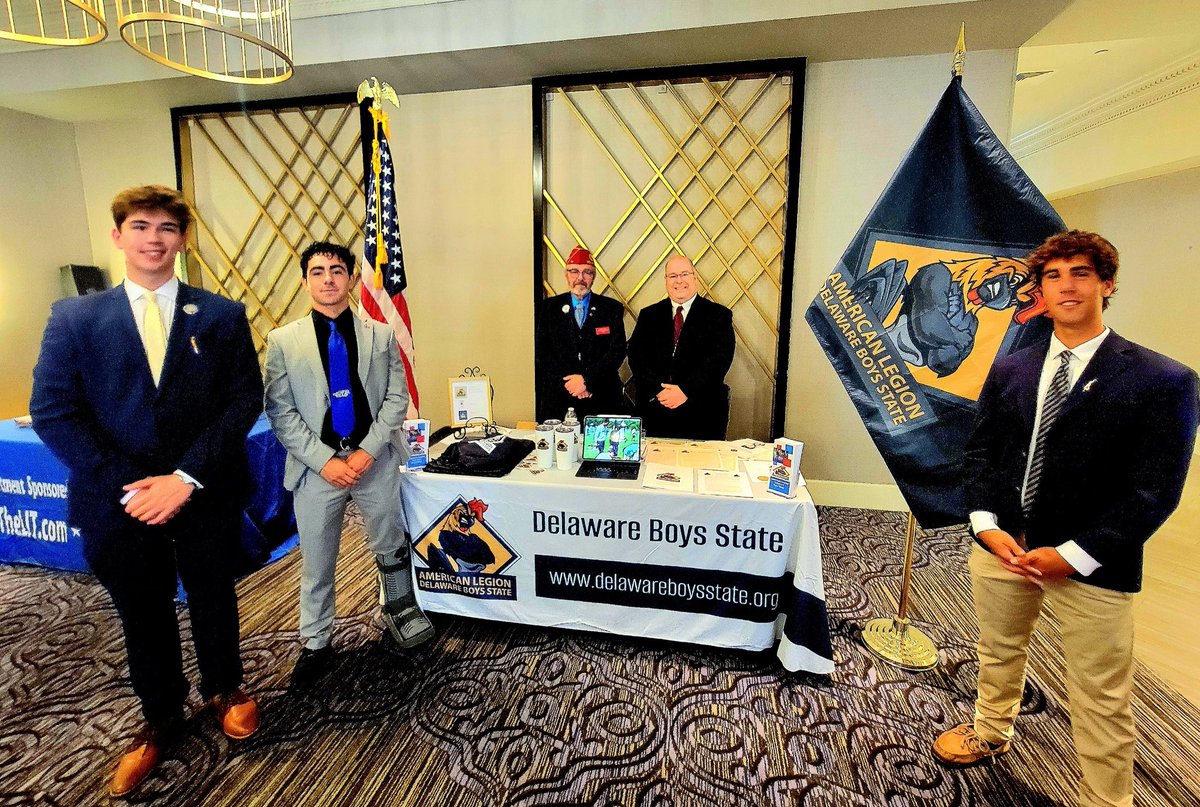 DEBoysState's tweet photo. We spent this weekend at the American Legion, Department of Delaware Combined Department Convention.  It gave us a chance to say thank you to the Legionnaires, SAL and Auxiliary members that have supported us.  We appreciate our Legion family for all their engagement and support. https://t.co/F5znShBo0x