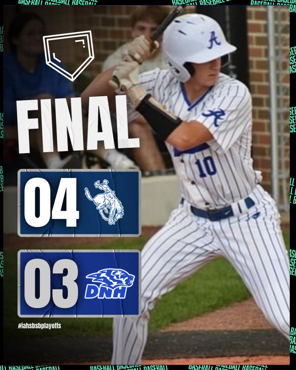 🚨𝗪𝗔𝗟𝗞 𝗢𝗙𝗙🚨

ANAMOSA HITS A WALK OFF SINGLE AGAINST DIKE-NEW HARTFORD 🔥

Blue Raiders will face the winner of Pleasantville vs GVC.

#iahsbb Instagram